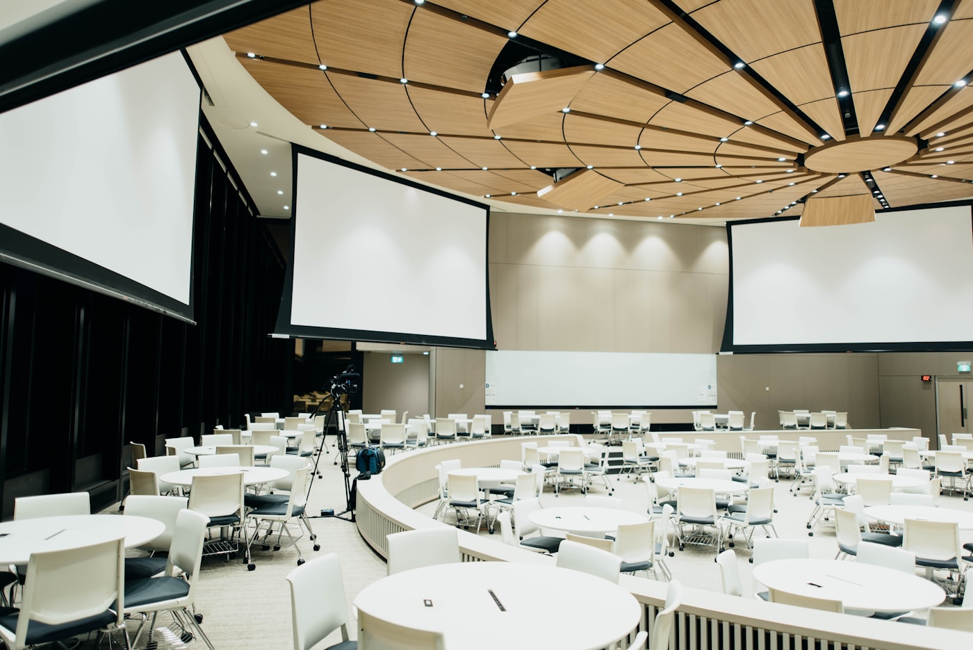 Corporate conference audience with digital event platform